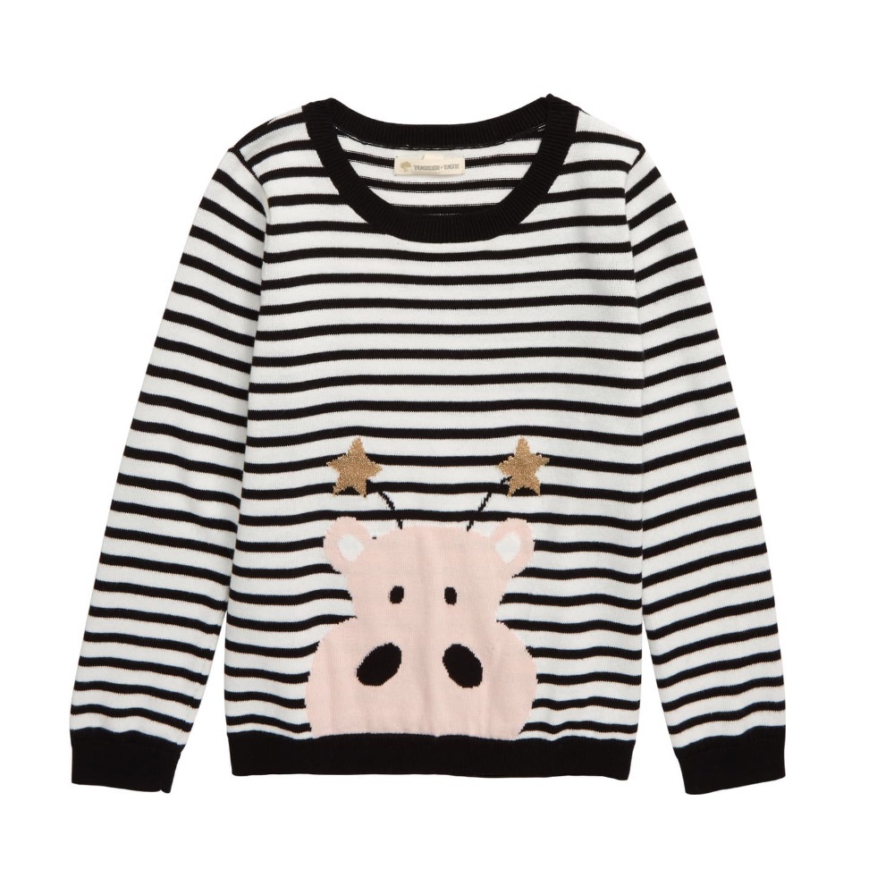 Tucker + Tate 5T Black White Striped Hippo Sweater